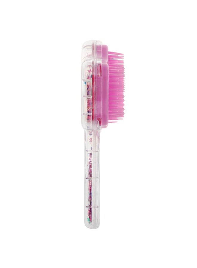 Interactive Kids Hair Brush with Colorful Shaker Beads in Transparent Flower-Shaped Head, Soft Flexible Plastic Bristles for Gentle Detangling, Comfortable Child-Friendly Handle, Pink Flamingo Illustration with Hearts, Detangling Hair Brush for Girls and Boys, Safe and Pain-Free Styling, Perfect for Home, Travel, and School, Durable Transparent Design Protects Internal Decorations and Moving Beads, Fun and Educational Hairbrush for Toddlers and Young Children, Detangling and Playful Hair Care Solution - Image 2